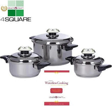 Load image into Gallery viewer, 7-Ply 6 Pc. Waterless Cookware Set with Steam Control Vent Knob T304 Stainless Steel