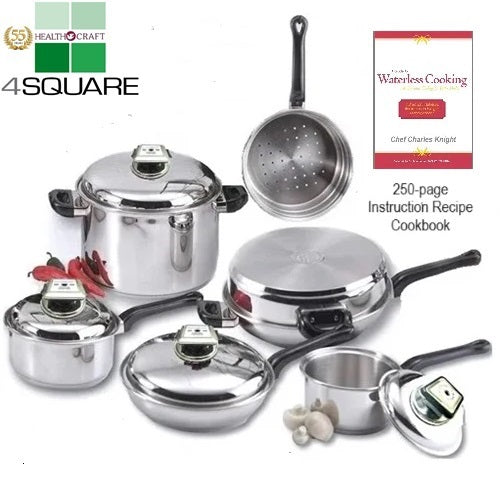 11 Pc. Set Waterless Cookware with Steam Control Lids 7-Ply Induction Ready T304ss