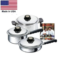 Load image into Gallery viewer, 6 Pc. BASIC SET with Vented Lids 430 Magnetic Stainless Steel Made in USA