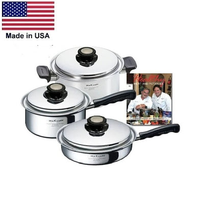 6 Pc. BASIC SET with Vented Lids 430 Magnetic Stainless Steel Made in USA