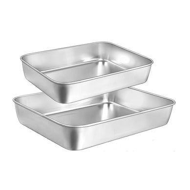 2-Piece Stainless Steel Baking Pan Set Rectangular Pans 18/10 Gauge LASAGNA Recipe