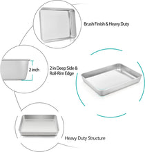 Load image into Gallery viewer, 10x8-inch Stainless Steel Baking Pan Rectangular Pans 18/10 Gauge Stainless Steel