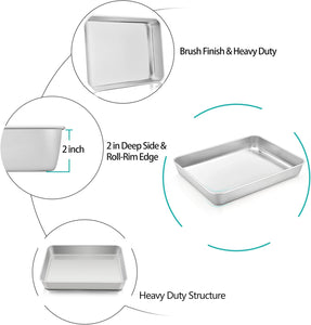 10x8-inch Stainless Steel Baking Pan Rectangular Pans 18/10 Gauge Stainless Steel