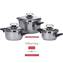 Load image into Gallery viewer, 7-Ply 6 Pc. Waterless Cookware Set with Steam Control Vent Knob T304 Stainless Steel