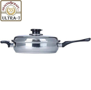 ULTRA-7   11-inch Sauté SKILLET with Steam Control Lid T304 for Greaseless Cooking