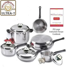 Load image into Gallery viewer, ULTRA-7   11 Pc. Waterless Greaseless Cookware Set with Steam Control Vent Knob T304 Stainless Steel