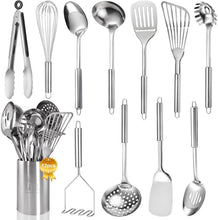 Load image into Gallery viewer, PRO SERIES 12 Pc. Stainless Steel KITCHEN TOOL SET with Holder