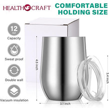 Load image into Gallery viewer, 12 oz Wine Tumbler Insulated Cup with Lid Stainless Steel Double Layer Vacuum Hot Cold Drink