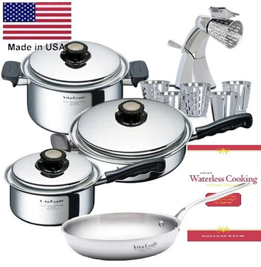 7 Pc. INFOMERCIAL SET with Vented LIds 430 Magnetic Stainless Steel Made in USA
