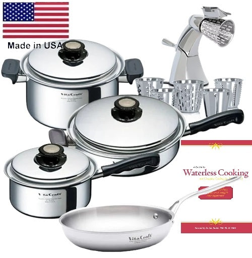 7 Pc. INFOMERCIAL SET with Vented LIds 430 Magnetic Stainless Steel Made in USA