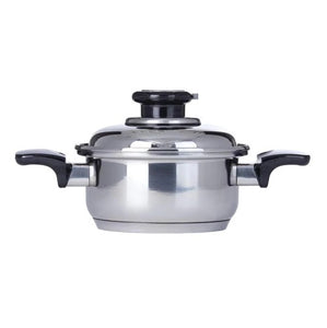 7-Ply 1.5 Qt. SAUCEPOT Waterless Cookware with Vented Lid Magnetic T304 Surgical Stainless Steel