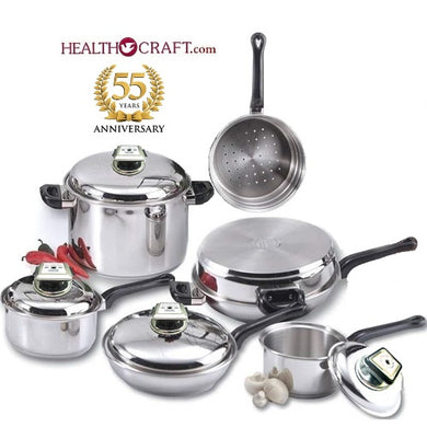 11-Pc. FAMILY SET with Steam Control Lids Magnetic T304 Stainless Steel - OPEN BOX