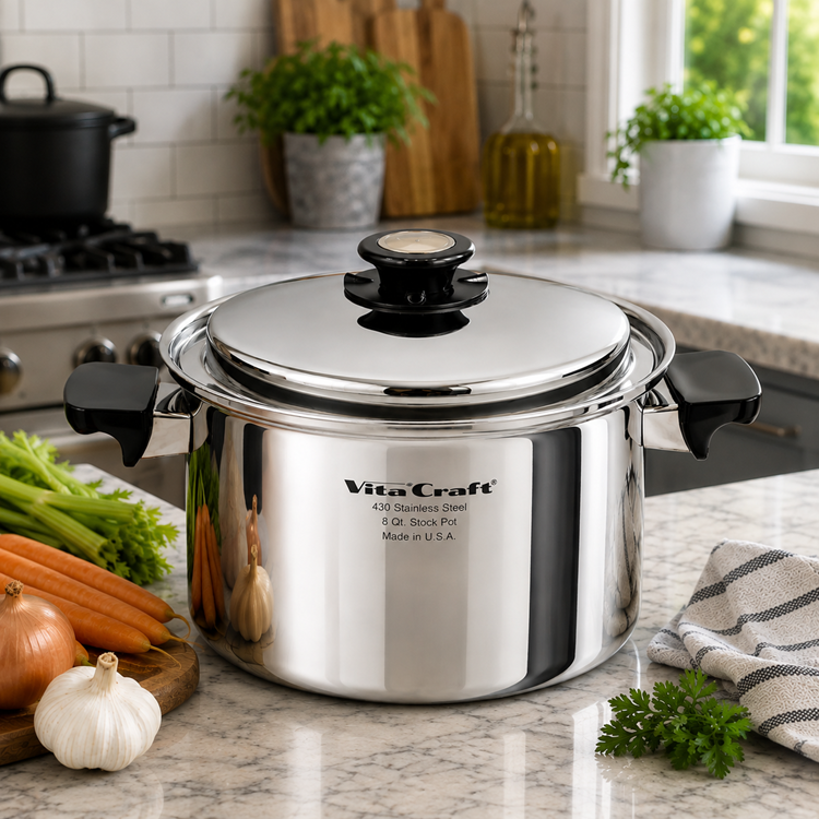 8 Qt Stainless Steel Stockpot with Vented Lid | Health Craft