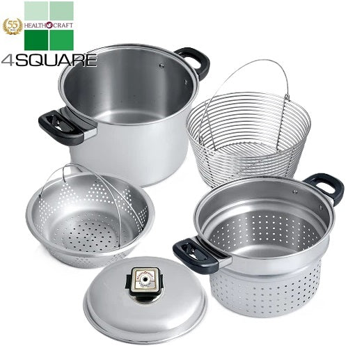 7-Ply 8 Qt. PASTA SET with Steamer and Deep-Fry-Basket T304ss Induction Ready Stainless Steel