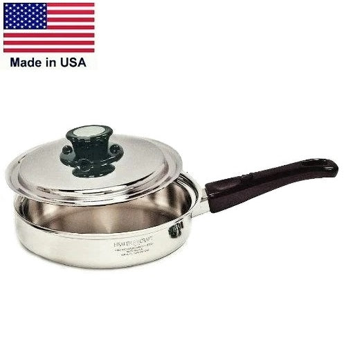 5-Ply 1¾ Qt. SAUTÉ PAN with Vented Lid Waterless 304 Stainless-Steel Made in USA