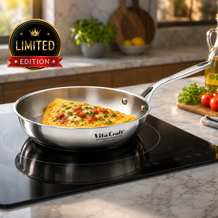 9-Inch Gourmet Skillet | 5-Ply Magnetic Stainless Steel Made in