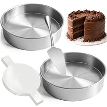 Load image into Gallery viewer, 9 x 2-Inch (2) Round Cake Pans plus Server 18/0 Stainless Steel - Chocolate Cake Recipe