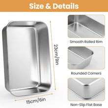 Load image into Gallery viewer, Loaf Pan Set (2) 9x6-inch with Serrated Server for Bread Meatloaf Cakes 18/0 Stainless Steel