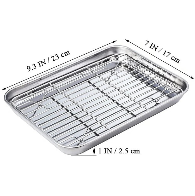 x Toaster Oven BAKING SHEET with Rack 18/0 gauge Stainless