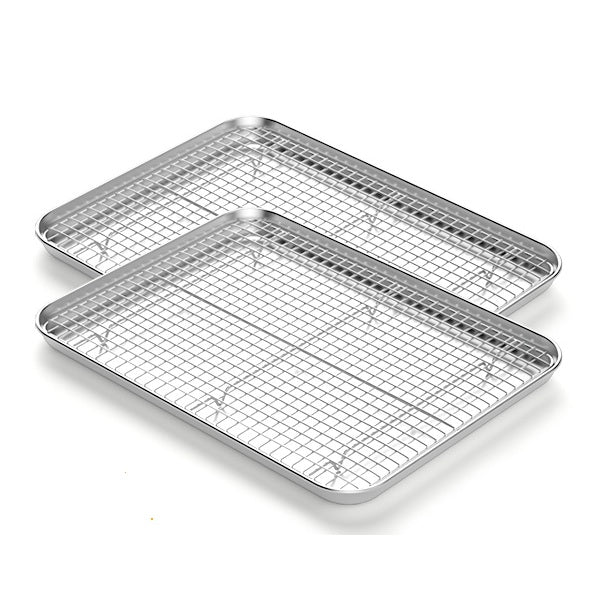 4 Pc. Set Non-Toxic 18/0 Stainless Steel 18 x 13 Baking Sheet with Cooling Rack Set