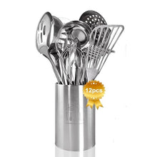 Load image into Gallery viewer, PRO SERIES 12 Pc. Stainless Steel KITCHEN TOOL SET with Holder