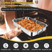 Load image into Gallery viewer, Set of (2) Lasagna Baking Roasting Pan Set 430 Gauge Stainless Steel