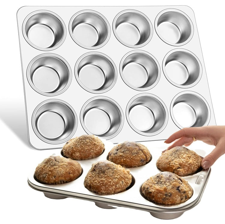 Muffin Pan Set Includes 12-Cup Regular and 6-Cup Extra-Large Stainless Steel