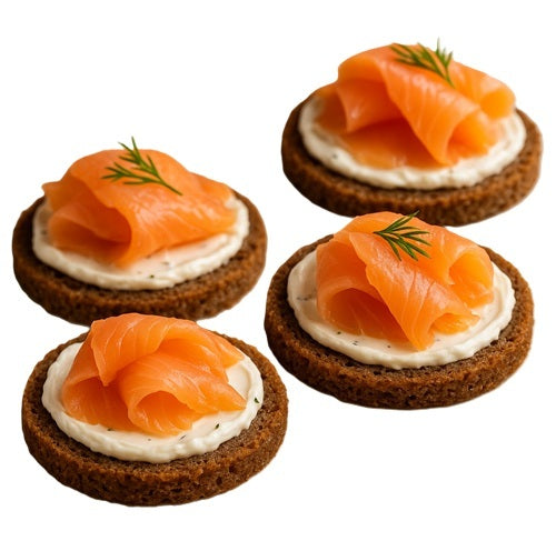Smoked Salmon on Toasted Rye Rounds