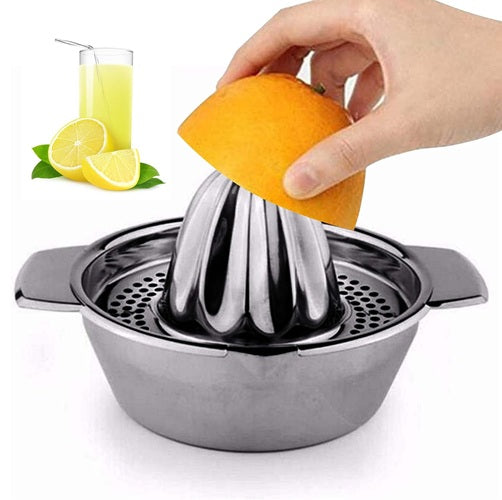 CITRUS JUICER Stainless Steel Lemon, Lime, Orange Strainer Press with Bowl Collector