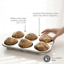 Load image into Gallery viewer, ONLY 17 LEFT Muffin Pan Set Includes 12-Cup Regular and 6-Cup Extra-Large Stainless Steel