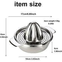 Load image into Gallery viewer, CITRUS JUICER Stainless Steel Lemon, Lime, Orange Strainer Press with Bowl Collector