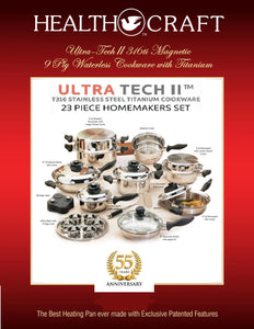 Ultra-Tech II 23pc HOMEMAKER SET 9Ply Magnetic 316ti Surgical Stainless Steel with Titanium