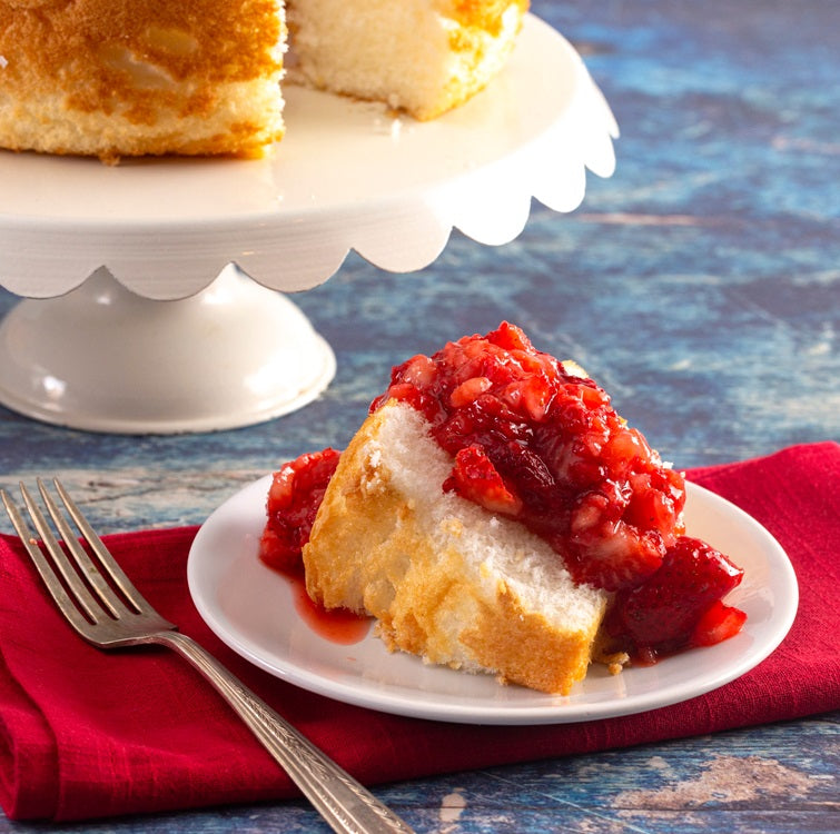 Angel Food Cake with three Topping Sauce Recipes