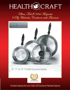 Ultra-Tech II Gourmet Skillets 9Ply Magnetic 316ti Surgical Stainless Steel with Titanium