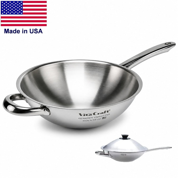 Chef Tell Signature 11-Inch Saucier WOK with Lid USA Induction