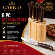 Load image into Gallery viewer, 8-Piece Steak Knife Set | Forged Surgical Stainless Steel Steak Knives