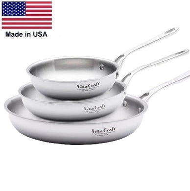 3 Pc. GOURMET TRIO 7, 9, 11-inch 430 Magnetic Stainless Steel Made in USA