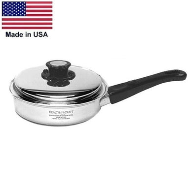 SILVER CLASSIC 1¼-Qt  SAUTÉ SKILLET with Vented Lid 430 Induction Ready Stainless Steel Made in USA