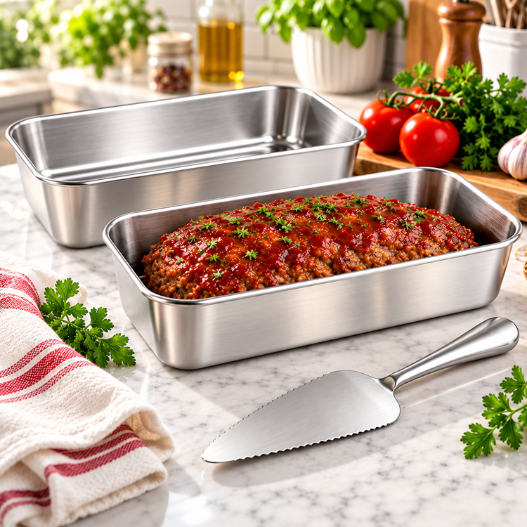 9x5 Stainless Steel Loaf Pans 2 Bread Baking Pan with Serrated