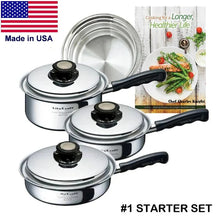 Load image into Gallery viewer, #1 Starter Waterless Cookware Set for Beginners, Couples, Vegetarians, Seniors- Made in USA