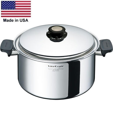 12 Qt. Stockpot with Vented Lid Induction Ready 430 Stainless Made in USA