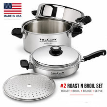 Load image into Gallery viewer, #2 Roast, Broil &amp; Braise Cookware Set | Waterless Stainless Steel Stack Cooking System USA