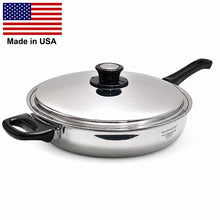Load image into Gallery viewer, 13-inch French Gourmet Skillet with Vented Lid  430 Magnetic Stainless Steel Made in the USA