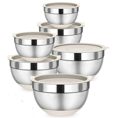 6 Pc. MIXING BOWL SET 304 Stainless Steel and Seal Tight BPA Free Lids