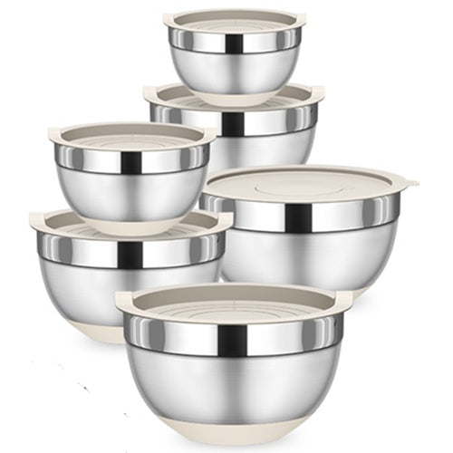6 Pc. MIXING BOWL SET 304 Stainless Steel and Seal Tight BPA Free Lids