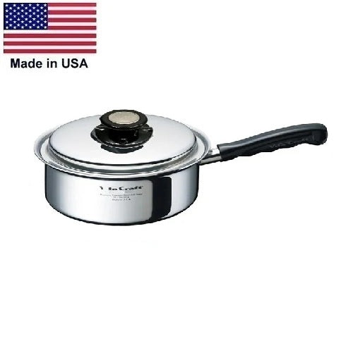 SILVER CLASSIC 3/4 Qt. Saucepan with Vented Lid 430 Magnetic Stainless Steel Made in USA