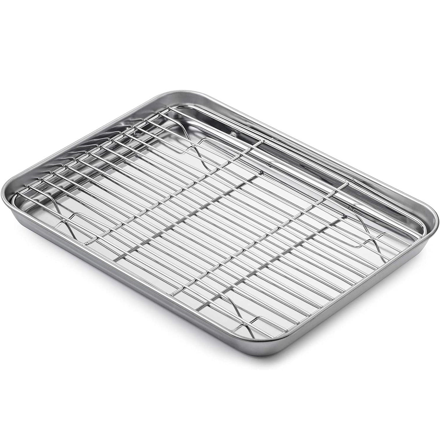 Aspire Baking Sheet Set, 304 Stainless Steel Cookie Sheet Set Toaster Oven  Tray Pan Rectangle Size