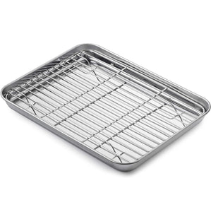 10 x 8-inch Toaster Oven BAKING SHEET with Rack 18/0 gauge Stainless Steel