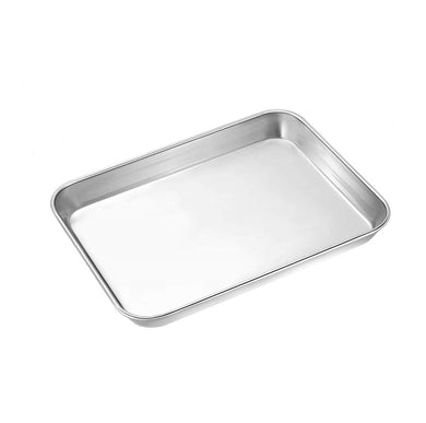 10 x 8-inch Toaster Oven COOKIE SHEET for Baking and Roasting. New Raised Edge 18/0-gauge Commercial Stainless Steel.