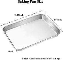 Load image into Gallery viewer, 10 x 8-inch Toaster Oven COOKIE SHEET for Baking and Roasting. New Raised Edge 18/0-gauge Commercial Stainless Steel.